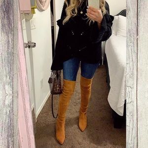 Marlo OTK tan suede leather boots